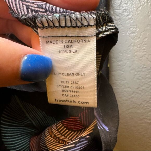 Trina Turk | Asymmetric Silk Racerback Chain Tank - Picture 4 of 5